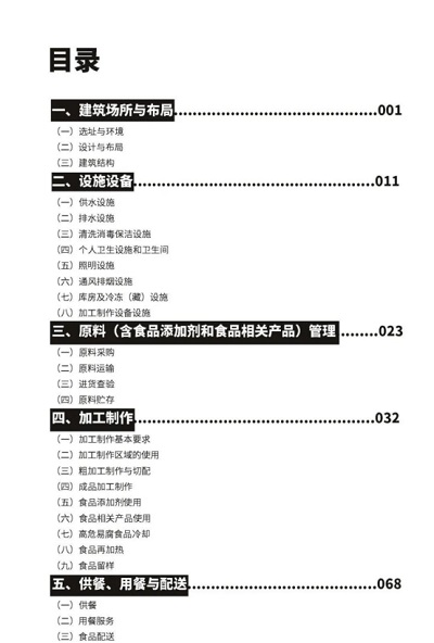 餐飲服務食品安全操作規范宣傳冊目錄